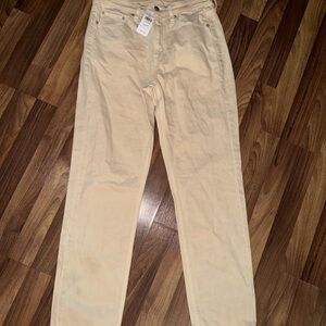 American Eagle High-Rise Cream Straight-Leg Jeans